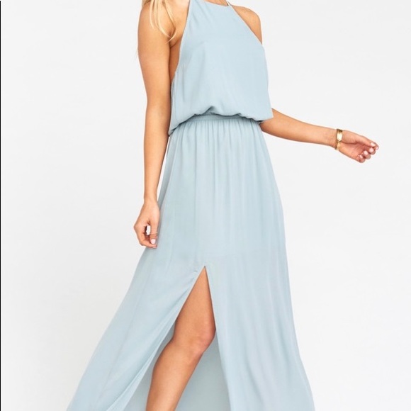 Show Me Your MuMu Dresses & Skirts - Show Me Your Mumu Heather Halter Silver Sage Crisp